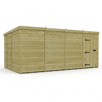 16ft x 9ft Pent Garden Shed Single Door No Windows - Pressure Treated Timber - L488 x W274 x H210 cm - Natural
