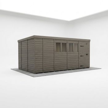 17ft x 10ft Composite Pent Garden Shed Single Door With Windows - Composite - L518 x W305 x H210 cm - Grey