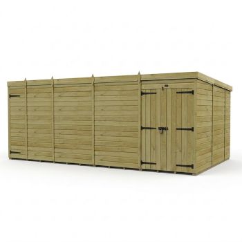 17ft x 10ft Pent Garden Shed Double Door No Windows - Pressure Treated Timber - L518 x W305 x H210 cm - Natural