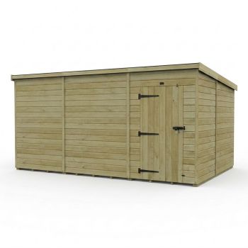 17ft x 10ft Pent Garden Shed Single Door No Windows - Pressure Treated Timber - L518 x W305 x H210 cm - Natural