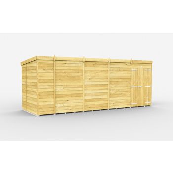 17 x 7 Feet Pent Shed - Double Door Without Windows - Wood - L214 x W492 x H201 cm