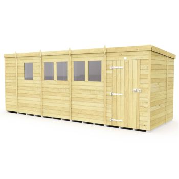 17 x 7 Feet Pent Shed - Single Door With Windows - Wood - L214 x W492 x H201 cm