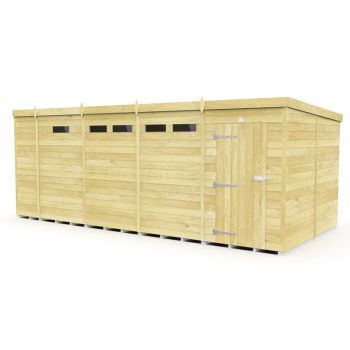 17 x 8 Feet Pent Security Shed - Single Door - Wood - L231 x W492 x H201 cm