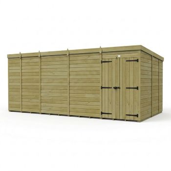 17ft x 9ft Pent Garden Shed Double Door No Windows - Pressure Treated Timber - L518 x W274 x H210 cm - Natural