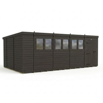 18ft x 10ft Composite Pent Garden Shed Single Door With Windows - Composite - L549 x W305 x H210 cm - Grey