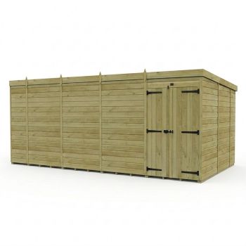 18ft x 10ft Pent Garden Shed Double Door No Windows - Pressure Treated Timber - L549 x W305 x H210 cm - Natural