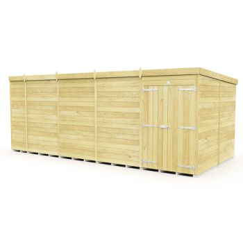 18 x 8 Feet Pent Shed - Double Door Without Windows - Wood - L231 x W533 x H201 cm