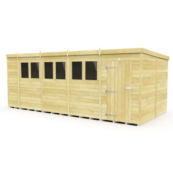 18 x 8 Feet Pent Shed - Single Door With Windows - Wood - L231 x W533 x H201 cm