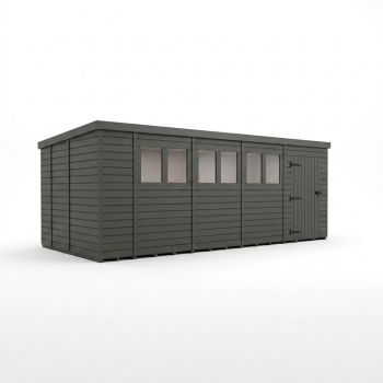 18ft x 9ft Composite Pent Garden Shed Single Door With Windows - Composite - L549 x W274 x H210 cm - Grey