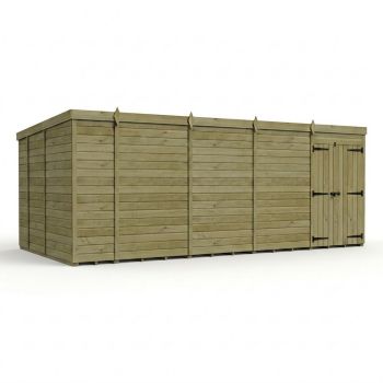 18ft x 9ft Pent Garden Shed Double Door No Windows - Pressure Treated Timber - L549 x W274 x H210 cm - Natural
