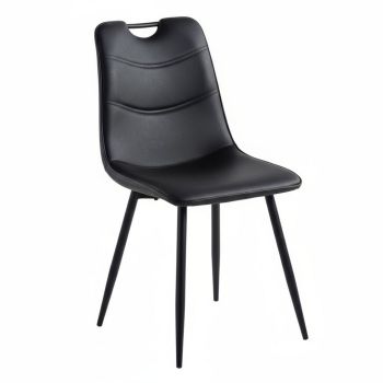 Chair Metal Legs - Faux Leather - L52 x W44 x H86 cm - Black