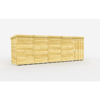 19 x 4 Feet Pent Shed - Double Door Without Windows - Wood - L118 x W560 x H201 cm