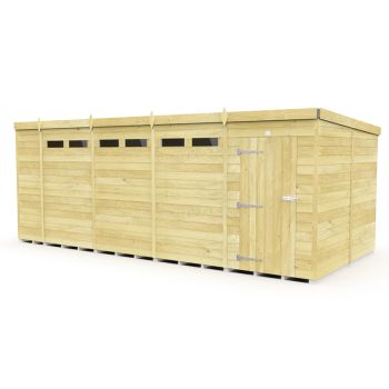 19 x 8 Feet Pent Security Shed - Single Door - Wood - L231 x W560 x H201 cm
