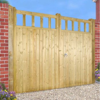 Quorn Tall Double Garden Gate - Pressure Treated Scandinavian Redwood - W3600 x H1800 mm