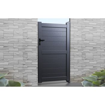 Pedestrian Gate 1000x1600mm Grey - Horizontal Solid Infill and Flat Top