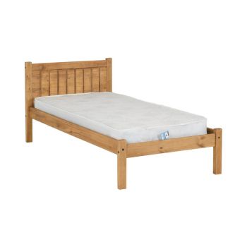 Maya 3 Feet Bed Frame - L198.5 x W100 x H85 cm - Distressed Waxed Pine