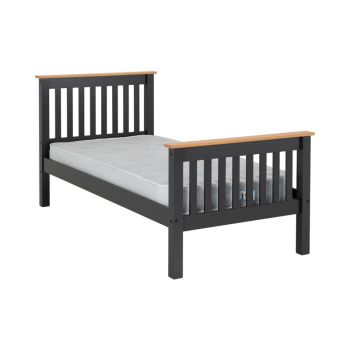 Monaco 3 Feet Bed High Foot End - L204 x W102.5 x H102.5 cm - Grey/Oak Effect