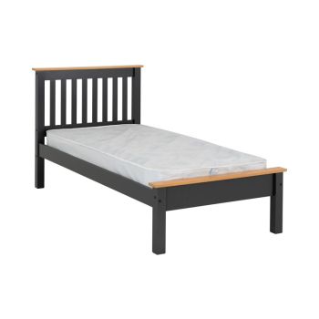 Monaco 3 Feet Bed Low Foot End - L204 x W102.5 x H102.5 cm - Grey/Oak Effect