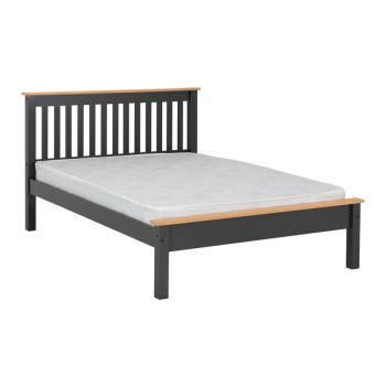 Monaco 4 Feet 6 Inches Bed Low Foot End - L204 x W148 x H102.5 cm - Grey/Oak Effect