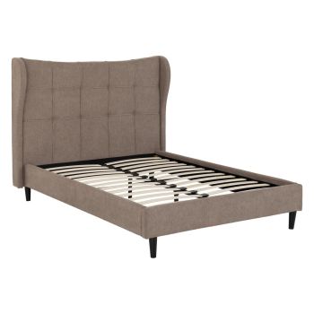 Verona 4 Feet 6 Inches Bed Frame - L211 x W161.5 x H136 cm - Brown Fabric