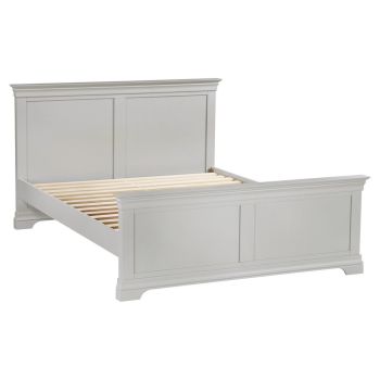 Bordeaux 4 Feet 6 Inches Bed Frame with High Foot End - L208 x W105 x H152 cm - Pebble Grey