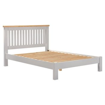 Windsor 5 Feet Bed Frame Low Foot End - L217 x W106.5 x H164 cm - Pebble Grey/Oak