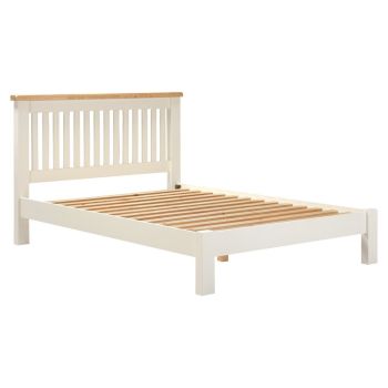 Windsor 5 Feet Bed Frame Low Foot End - L217 x W106.5 x H164 cm - Ivory/Oak