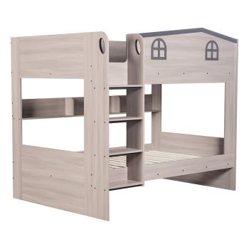 Hector Small Double Bunk Bed - L143 x W169 x H198 cm - Ash Grey