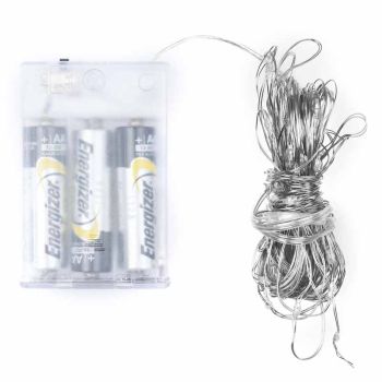 100 LED Battery Micro Lights Wire 10m - Metal - Silver