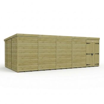 20ft x 10ft Pent Garden Shed Double Door No Windows - Pressure Treated Timber - L610 x W305 x H210 cm - Natural