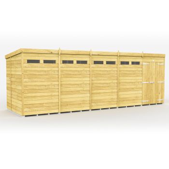 20 x 6 Feet Pent Security Shed - Double Door - Wood - L178 x W589 x H201 cm