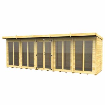 20ft x 6ft Pent Summer House (Full Height Window) - Wood - L178 x W589 x H201 cm