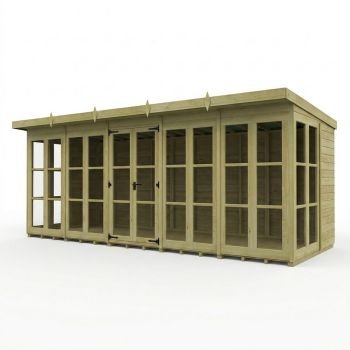 20ft x 7ft Georgian Pent Summer House - Pressure Treated Timber - L610 x W213 x H210 cm - Natural
