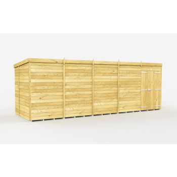 20 x 7 Feet Pent Shed - Double Door Without Windows - Wood - L214 x W589 x H201 cm