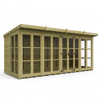 20ft x 8ft Georgian Pent Summer House - Pressure Treated Timber - L610 x W244 x H210 cm - Natural