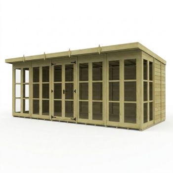 20ft x 9ft Georgian Pent Summer House - Pressure Treated Timber - L610 x W274 x H210 cm - Natural