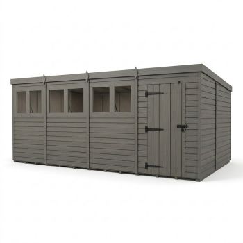 20ft x 9ft Composite Pent Garden Shed Single Door With Windows - Composite - L610 x W274 x H210 cm - Grey