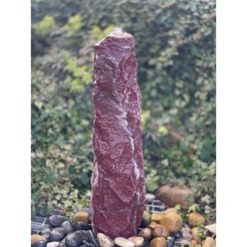 Plum Red Monolith Water Feature with Pump, Light, Reservoir and Grid - Chunky Bordo - 70-80cm H x 25-30cm Base