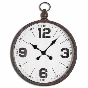 Hampton Pocket Wall Clock - Glass/Metal - L6 x W38 x H49 cm - Brown