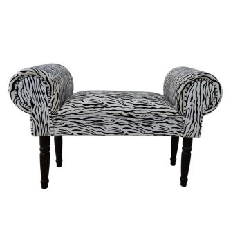 Tiger Print Window Seat Sofa - Velvet Fabric - L30 x W86 x H52 cm