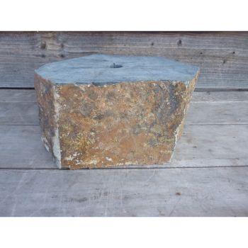 Basalt Plinth Drilled Water Feature with Pump, Light, Reservoir and Grid - Dia30-40cm x 10cm H