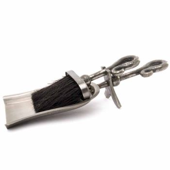 Antique Pewter Crook Handled Hearth Tidy - Metal - L13 x W37 x H9 cm - Antique Silver
