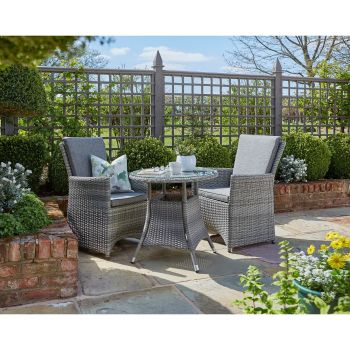Burnham XL Two Seat Set - Double Half Round Weave/Polyester - Textured Grey/Grey
