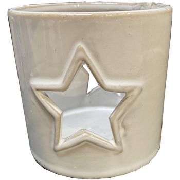 Star Cut-Out Tealight Holder - Ceramic - L8 x W8 x H8 cm - White