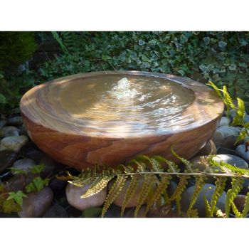 Rainbow Sandstone Babbling Bowl Water Feature with Pump, Light, Reservoir and Grid - 45cm Dia x 12cm H