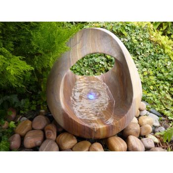 Rainbow Babbling Basket Water Feature with Pump, Light, Reservoir and Grid - 45cm Dia x 48cm H