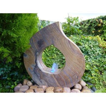 Rainbow Babbling Flame Garden Water Feature with Pump, Light, Reservoir and Grid - 45x13x45cm