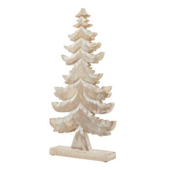 White Wash Collection Large Tiered Tree Decoration - Wood - L6 x W27 x H50 cm - Brown