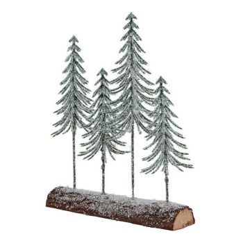 Small Snowy Spindle Tree Quad in Wood Log - Plastic - W18 x H25 cm - Brown