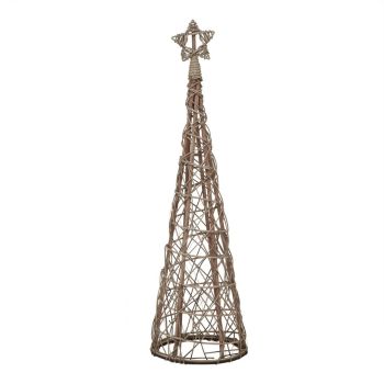 Small Led Christmas Tree with Star - Wicker - L30 x W30 x H100 cm - Brown